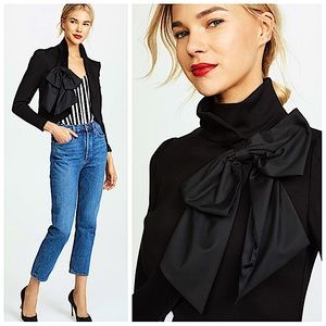Alice and Olivia Addison Bow-Collar Cropped Jacket